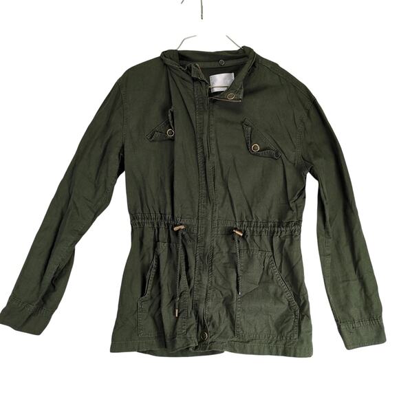 Vanity Dark Green Full Zip Military Jacket Women's M Gorpcore Drawstring Waist - Picture 1 of 10